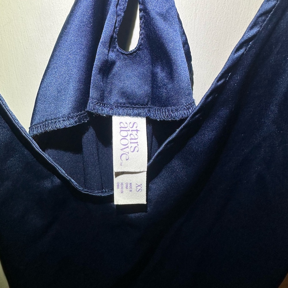 Blue Satin Sleepwear Tank Top